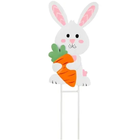 The Lakeside Collection Easter Garden Stakes - Bunny with Carrot image {1}