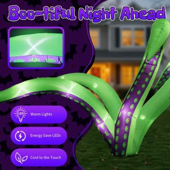 Angel Sar Halloween Inflatable Octopus Tentacles, 2 Pack 6.9FT Hanging Decor with LED Lights, for Window Yard Garden Outdoor Party Decoration image {3}