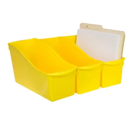 Storex Large Book Bin, Yellow, Pack of 6 image {2}