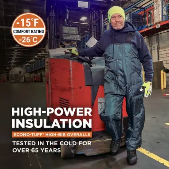 RefrigiWear Men's Econo-Tuff Lightweight Fiberfill Insulated High Bib Overalls image {1}