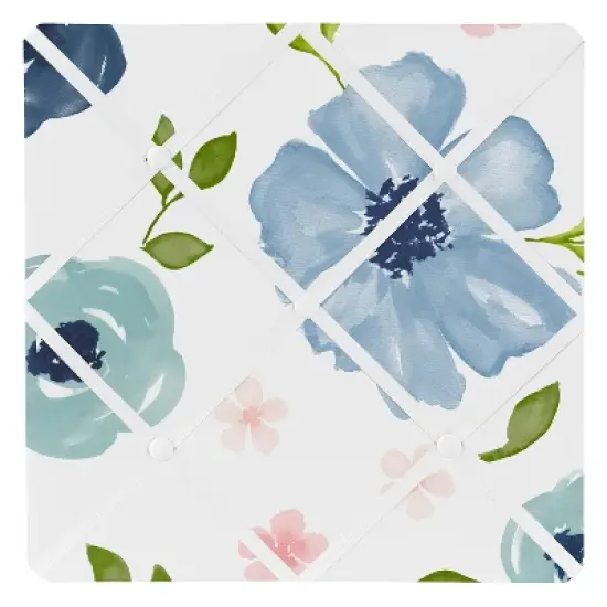 Sweet Jojo Designs Girl Fabric Photo Memo Board Watercolor Floral Blue Pink and White image {3}