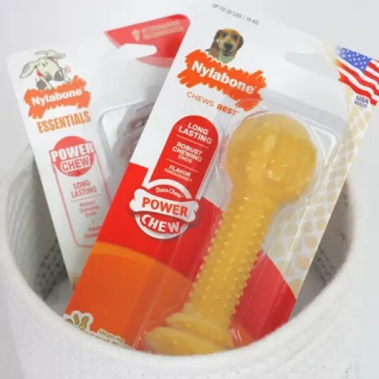 Nylabone Dura Chew Barbell Dog Chew Toy - Peanut Butter Flavor image {1}