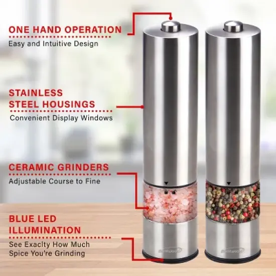 Brentwood Electric Blue LED Salt and Pepper Adjustable Ceramic Grinders image {4}