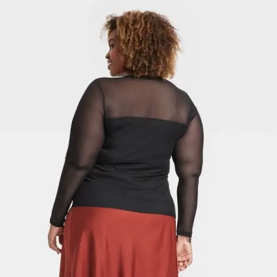 Women's Slim Fit Long Sleeve Lined Mesh T-Shirt - Ava & Viv&trade; image {1}