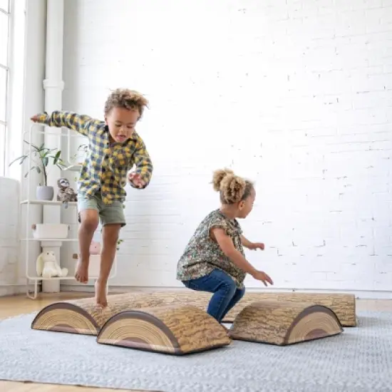 ECR4Kids SoftZone Tree Log Climber Set, Balance Builders, Chocolate, 4-Piece image {8}