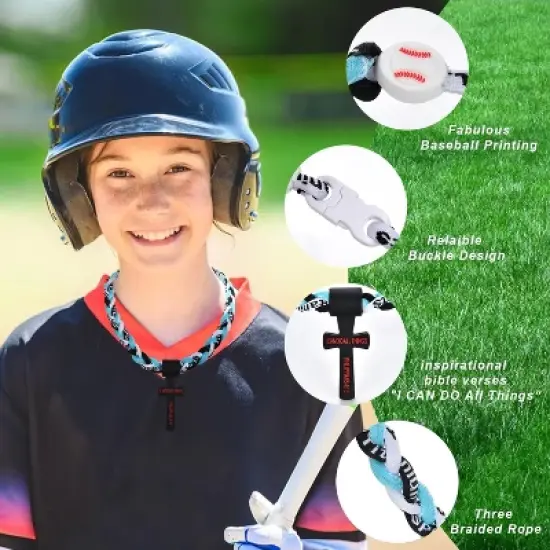 Baseball Necklaces for Boys, Baseball Necklace Three-Braid Rope Tornado Cross Necklace Sports Titanium Necklace Baseball Rope Necklace image {3}