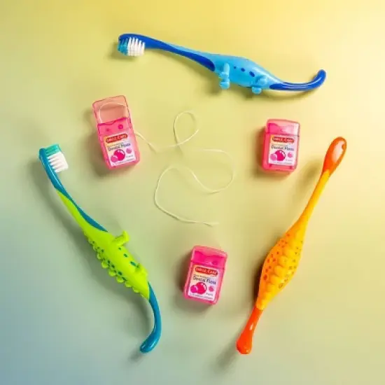 SmileMakers Toothbrush Soft and Floss Kit - Blue Dinosaur image {2}