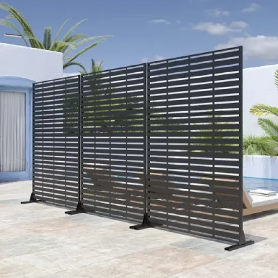 PexFix 72 in. H x 47 in. W Black Outdoor Metal Privacy Screen Wall Applique image {4}