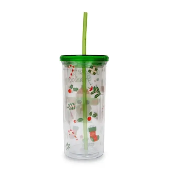 Silver Buffalo Star Wars: The Mandalorian Grogu Christmas Icons Carnival Cup With Lid and Straw image {1}
