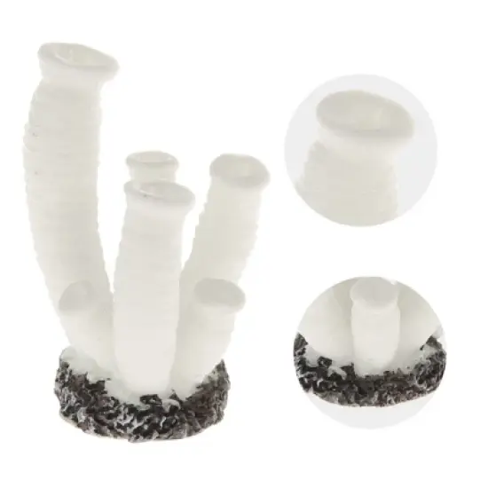 Unique Bargains Coral Reef Decor Mini Faux Coral Decor for Aquarium Decorations White 1.3"x1.77" 1 Pcs image {2}