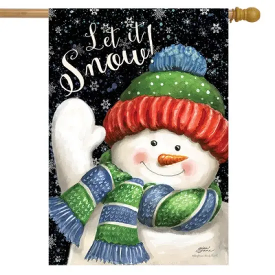 Briarwood Lane Snow Time Snowman Winter House Flag Let It Snow28" image {1}