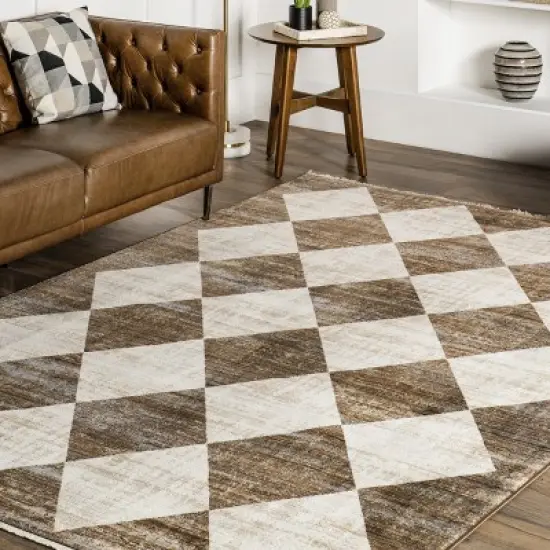 Meline Checkered Fringe Area Rug image {8}