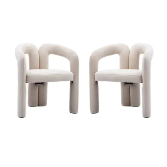 Set Of 2 Caris 25.2" Wide Contemporary Designed Fabric Upholstered creative personality minimalist  Armrest Dining Chairs-Maison Boucle image {9}