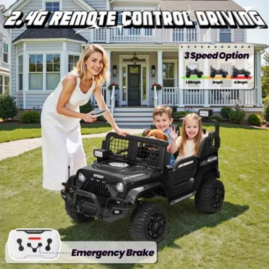 JOYRACER 24V 2-Seater Ride-On Jeep Style Car for Kids, Electric Ride-On Toys with Bluetooth, Music, USB & MP3 Port image {4}