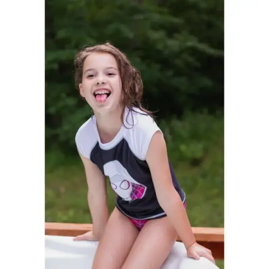 Marvel Spider-Man Spider-Gwen Ghost Spider Girls Rash Guard and Bikini Bottom Little Kid image {6}