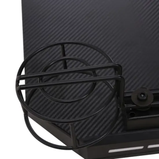 HOMCOM 47" Racing Style Gaming Desk, Z-Shaped Computer Table with LED Lights, Swivel Cup Holder, Headphone Hook and Cable Management Holes, Black image {4}