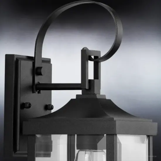 Urban Ambiance Luxury Transitional Outdoor Wall Sconce 15.125''H x 5.5''W,  Midnight Black Finish,  Calderdale Collection, UHP1402 image {4}