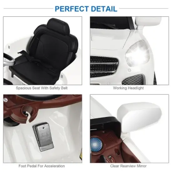 Costway 6V Kids Ride On Car RC Remote Control Battery Powered w/ LED Lights MP3 Red/Black image {6}