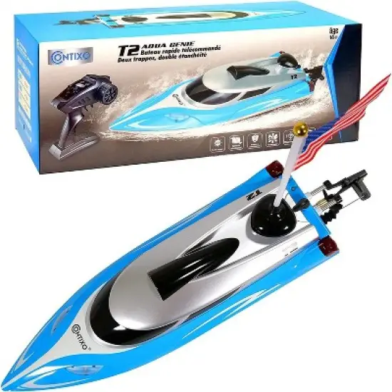 Contixo T2 RC Boat - Remote Control Boat for Pools and Lakes -Fast RC Boats For Adults and Kids (Blue) image {8}
