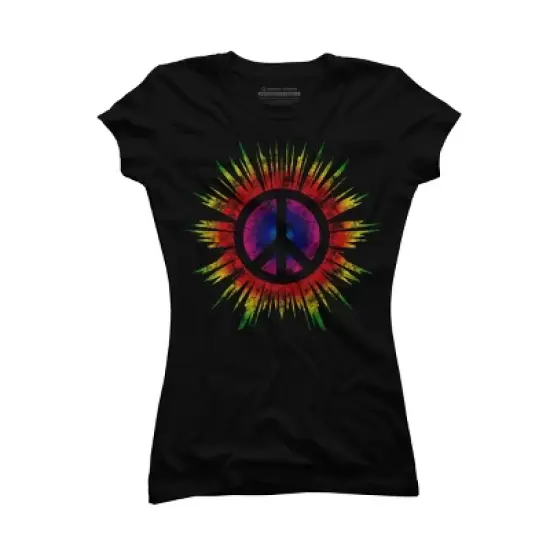 Junior's Design By Humans Tie Dye Peace Sign By Mel00 T-Shirt image {3}