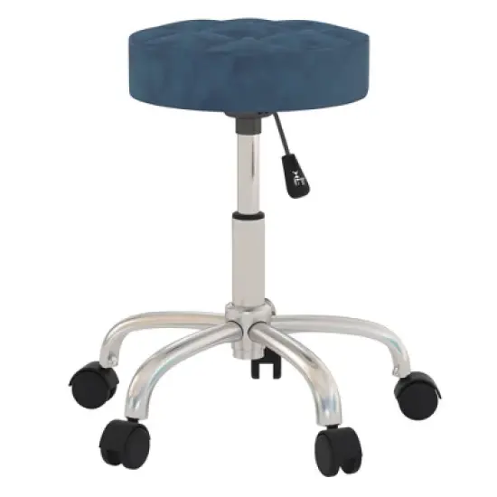 24.5" Nora Tufted Backless Adjustable Metal Vanity and Office Stool with Casters - Hillsdale Furniture image {3}