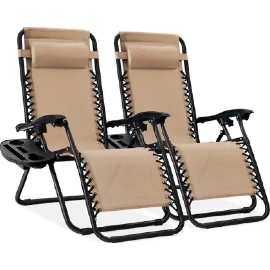 Best Choice Products Set of 2 Zero Gravity Lounge Chair Recliners for Patio, Pool w/ Cup Holder Tray image {23}