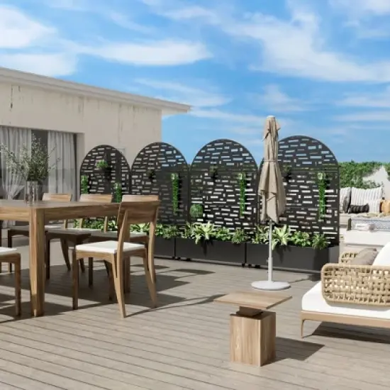 PexFix 72"x47"Iron Black Arch Planting Box Plant Climbing Frame Gerald image {3}