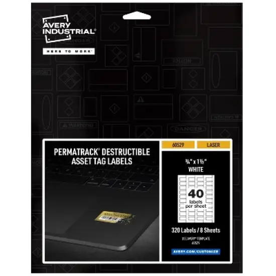 Avery PermaTrack Destructible Asset Tag Labels, 3/4" x 1-1/2", 320 Asset Tags (60529) image {8}