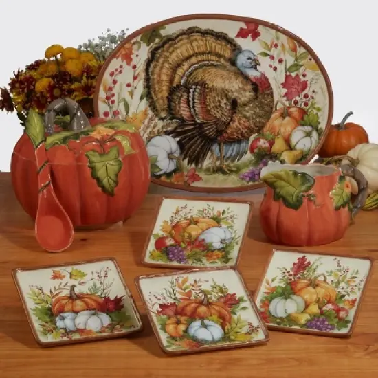 Certified International Set of 4 Harvest Blessings Canape Plates image {1}