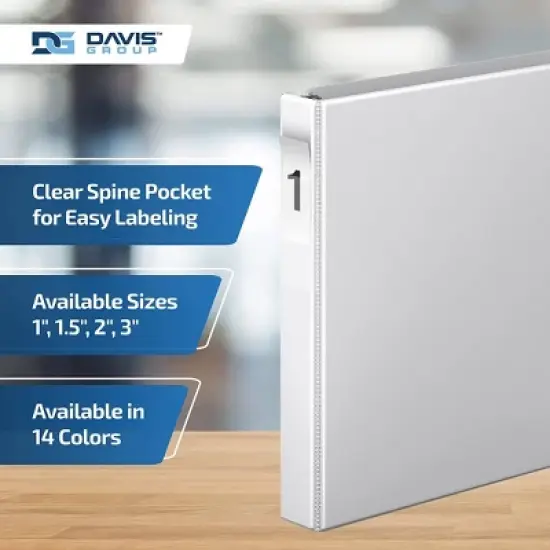 Davis Group 6pk 1" Premium Economy Round Ring Binders White: 3-Ring, Hard Cover, 225 Sheet Capacity, 2 Pockets, Polypropylene image {4}