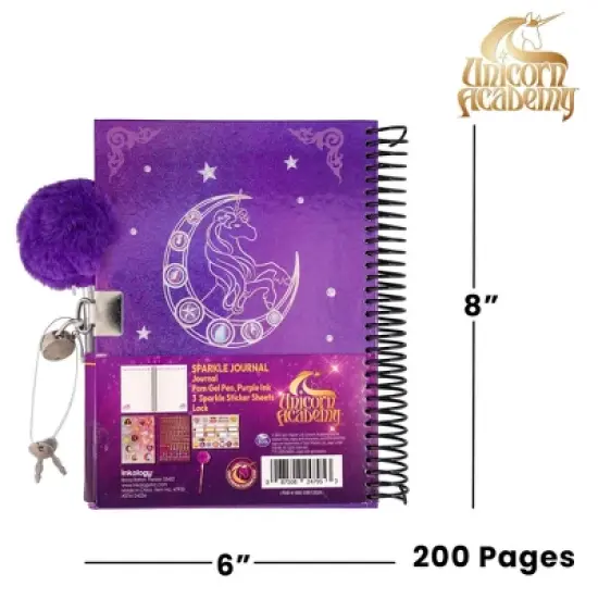 Inkology, LLC Unicorn Academy Spiral Notebook With Lock, Gel Pen and Stickers | 6 x 8 Inches image {7}
