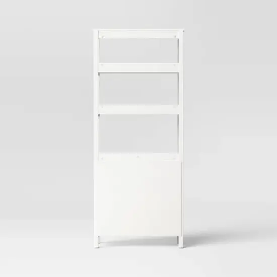 72" Bookcase Traditional With Three Open Shelves and Cabinet Classic White - Room Essentials&trade; image {3}