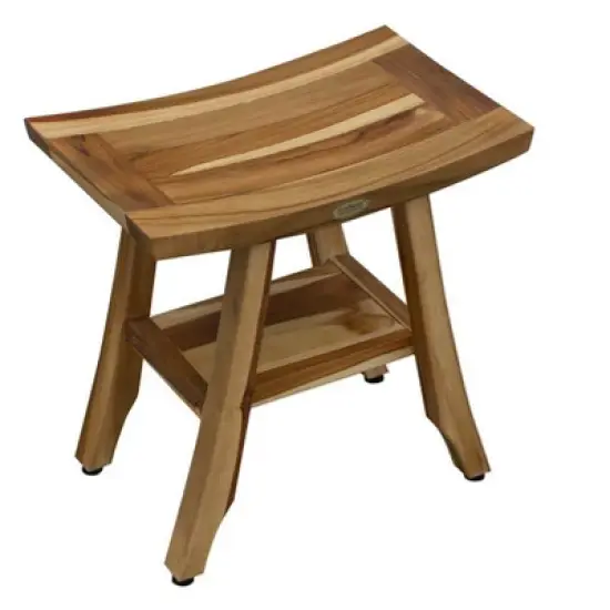 EcoDecors&reg; Satori&reg; 18" Teak Wood Shower Bench with Shelf in EarthyTeak Finish - Target Plus Natural 18"L x 12"D x 18"H image {4}