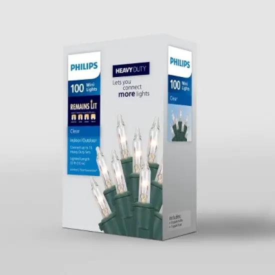 100ct LED Philips Heavy Duty Incandescent Indoor/Outdoor Miniature String Lights with Green Wire image {3}