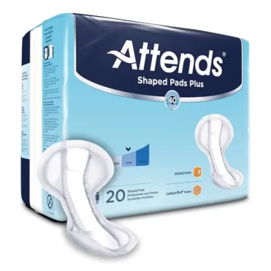 Attends Shaped Pads Plus Unisex Incontinent Pad Contoured 12 X 25-1/2 Inch SPDPA, SPDPA, 80 Ct image {1}
