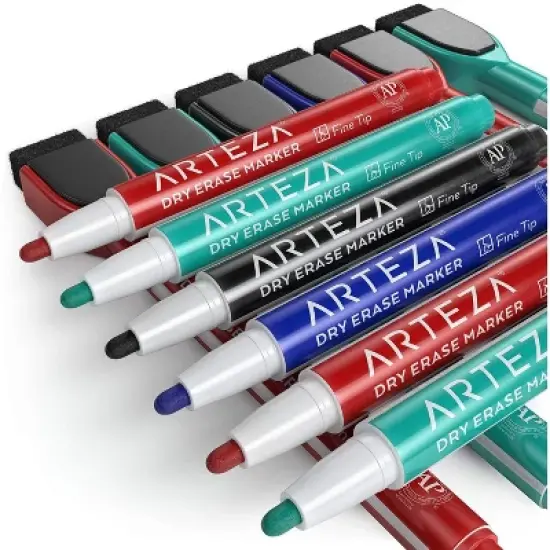 Arteza Dry Erase Markers, Fine Tip (Red, Blue, Green, Black) for the Classroom, Office, Home, or School - 60 Pack image {4}