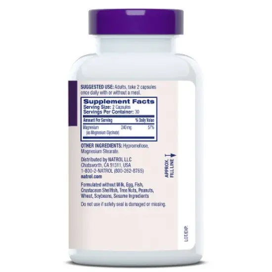 Natrol High Absorption Magnesium Glycinate 240mg Capsules for Healthy Sleep and Body - 30ct image {5}