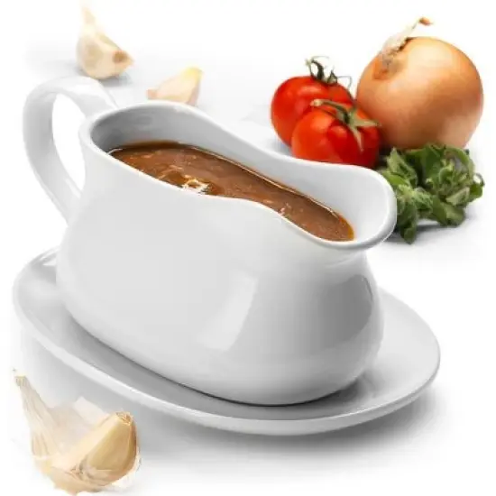 Kook Ceramic Gravy Boat, 14 oz, White image {2}