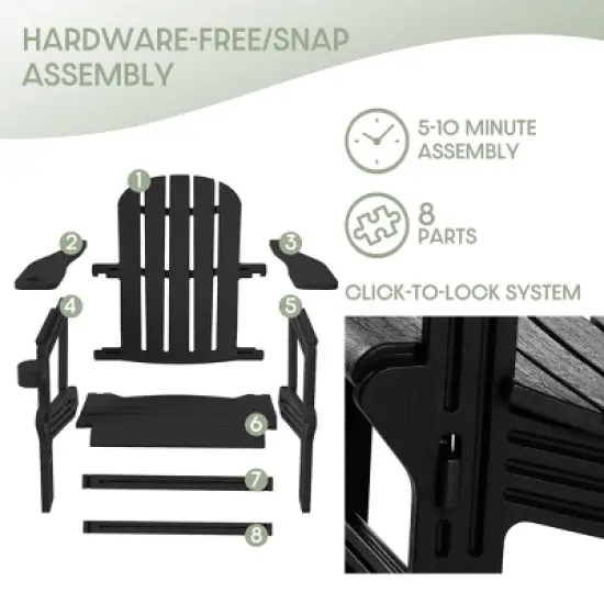 WestinTrends Azura 3-Piece HDPE Plastic Adirondack Patio Chairs With 18" Square Side Table Set image {4}