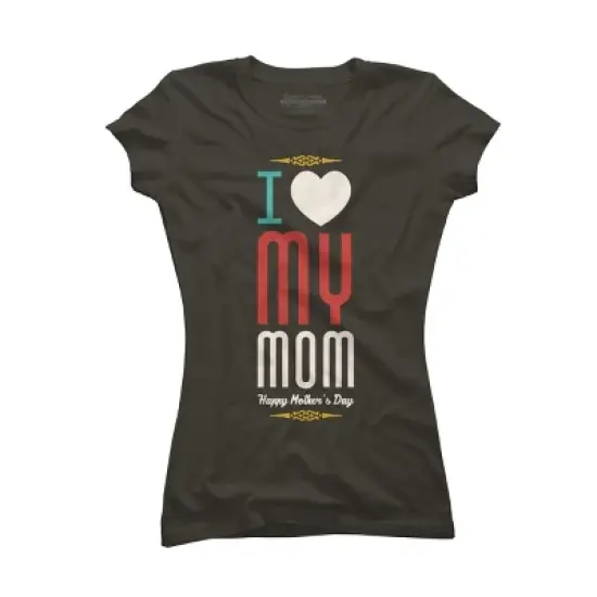 Junior's Design By Humans Mother's Day I Love My Mom By tmsarts T-Shirt image {4}