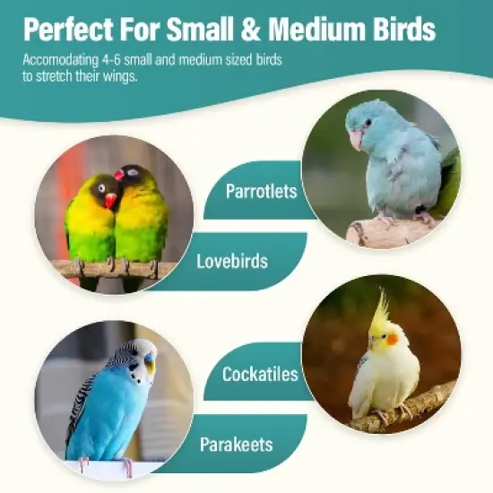 FDW 39 Inch Bird Cage Multi-Level Parrot Cage Roof Top Large Flight Cage with Removable Trays Accessories & Swinging Perch Ideal image {5}