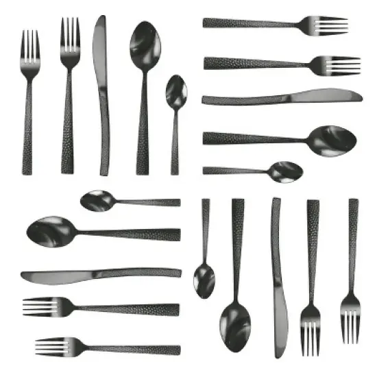20pc Stainless Steel Baily Silverware Set Black - MegaChef: Flatware Set, Service for 4, Dishwasher-Safe image {1}