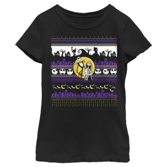 Girl's The Nightmare Before Christmas Jack and Sally Halloween Print T-Shirt image {3}