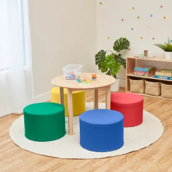 ECR4Kids SoftZone Round Foam Ottoman, Flexible Seating, 12in Seat Height, 4-Piece image {5}