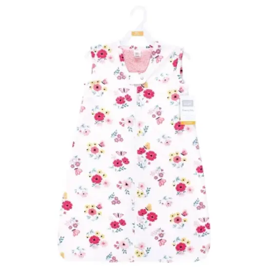 Hudson Baby Girls Plush Faux Fur Sleeping Bag, Wearable Blanket, Butterfly Floral image {1}