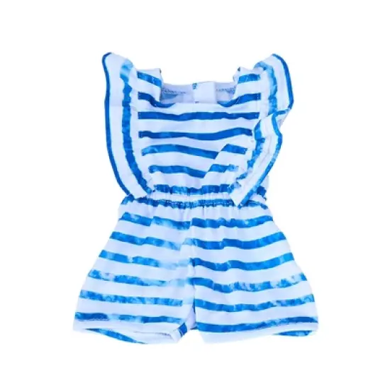 Sophia&rsquo;s Stripe Romper and Sandals for 18" Dolls, Blue/White image {4}