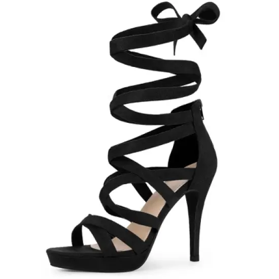 Perphy Strappy Platform Lace Up Stiletto Heels Sandals for Women image {6}