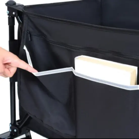 FURNIinspire Outdoor Serving Carts Foldable Garden Cart with Heavy-Duty Wheels 480lbs Load Capacity Portable for Camping, Black, 37.4"*23.03"*38.98" image {3}