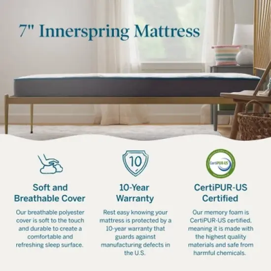 Lucid Comfort Collection 7" Innerspring Mattress image {2}