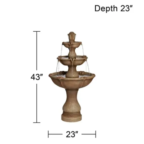 John Timberland Arosco Rustic 3 Tier Basin Outdoor Floor Water Fountain with LED Light 43" for Yard Garden Patio Home Deck Porch Exterior Balcony Roof image {5}